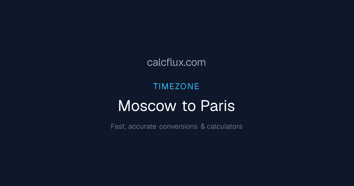 Moscow to Paris Time Converter — Current Time & UTC Offset | Calcflux