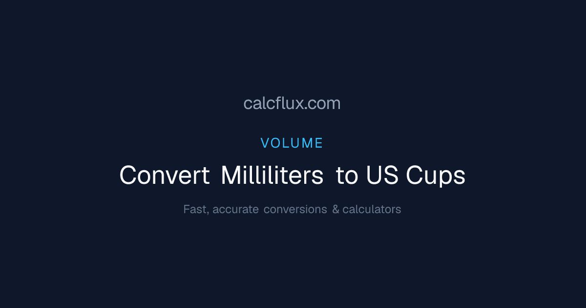 Convert Milliliters to US Cups - Free Online Converter | Calcflux